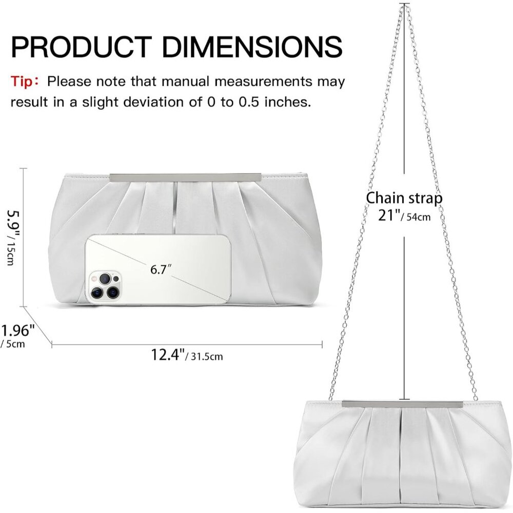 Chic Silver Satin Evening Bag - Versatile Clutch,… - image 5